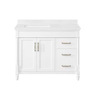 Salisbury 42 in. W x 22 in. D x 35 in. H Single Sink Bath Vanity in Pure White with White Engineered Marble Top