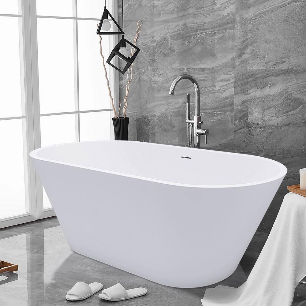 ANGELES HOME 59 in. x 29.5 in. Soaking Bathtub with Brushed Nickel