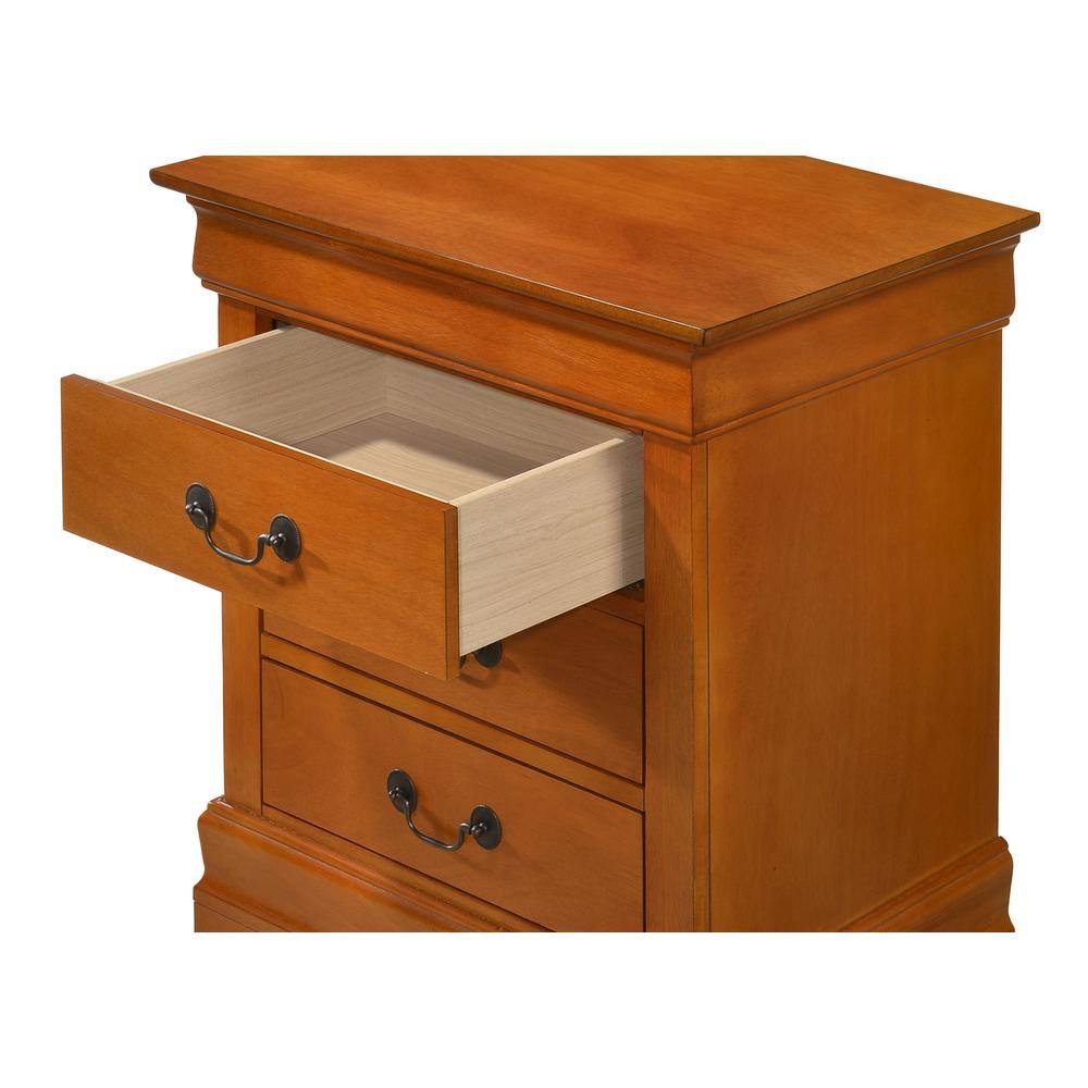 Louis Philippe Oak Finish 3-Drawer Nightstand with English Dovetail