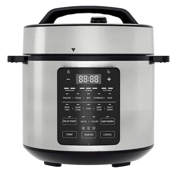 Unbranded 6 qt. 12 in. 1 Electric Multi-Cookers in Black, Lid and Shell are Made of Stainless Steel