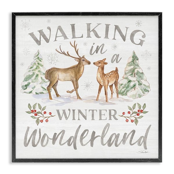 Stupell Industries Winter Wonderland Snow Scene by Silvia Vassileva 1-Piece Framed Graphic Print Animal Poster Art Print 24 in. x 24 in.