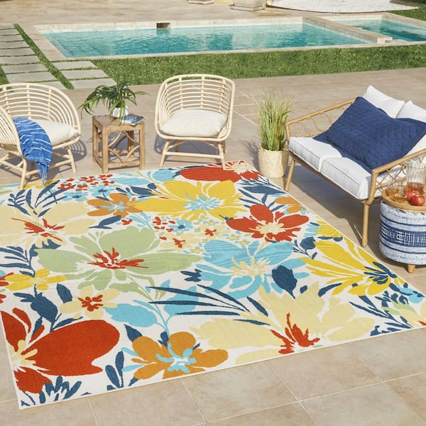 Jona Nelisa Multi-Colored 5 ft. x 7 ft. Floral Indoor/Outdoor Area Rug