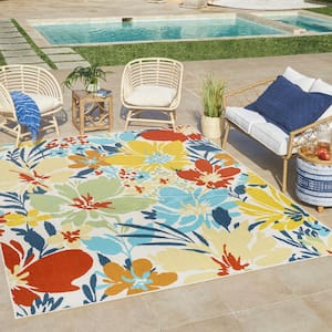 Jona Nelisa Multi-Colored 5 ft. x 7 ft. Floral Indoor/Outdoor Area Rug