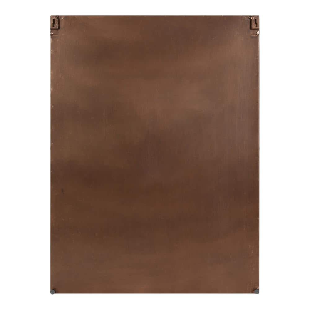 Bronze Rectangular Metal Framed Vanity Mirror with Shelf