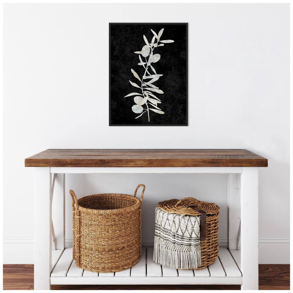 Plant Life White on Black Canvas Wall Art with Sylvie Black Frame