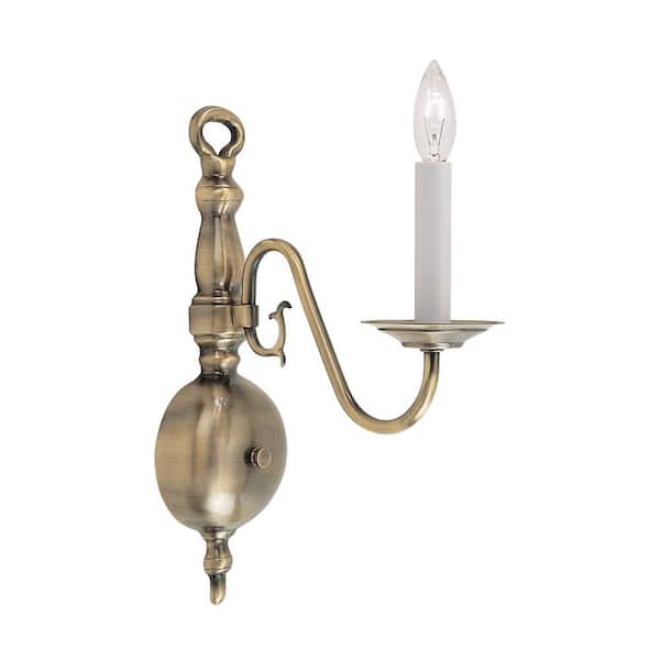 Livex Lighting Williamsburgh 1-Light Antique Brass Wall Sconce