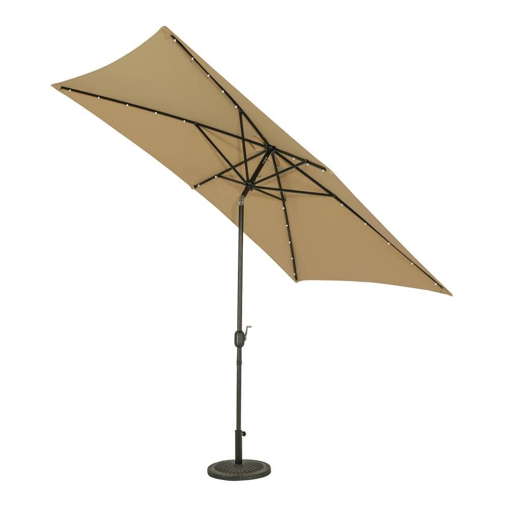 10' x 6.5' Champagne Rectangular Patio Umbrella with LED Lights