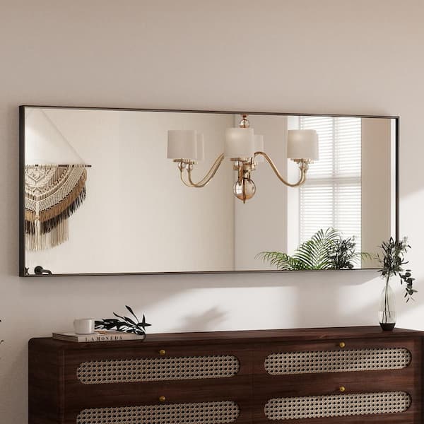 GLSLAND 21 in. W x 64 in. H Rectangular Framed Aluminum Alloy Black Full Length Wall Mirror Bathroom Vanity Mirror