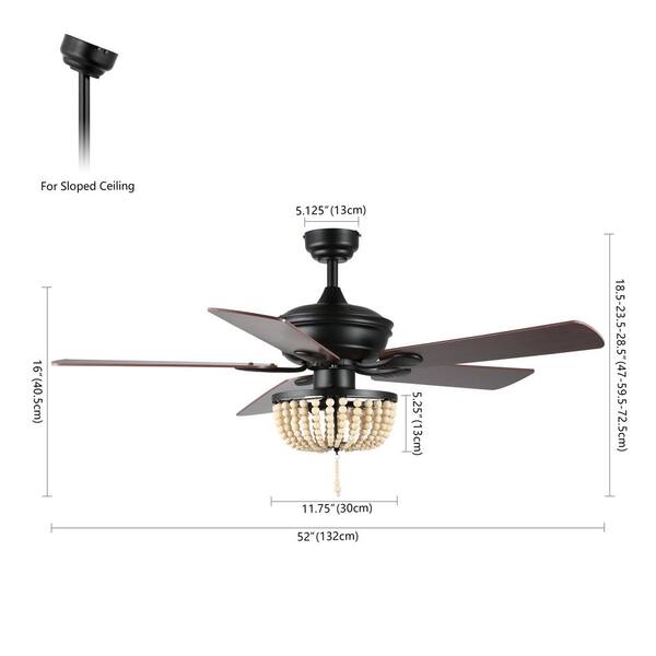 JONATHAN Y Lucas Industrial Rustic 52-in Black Indoor Propeller Ceiling Fan  with Light (5-Blade) in the Ceiling Fans department at