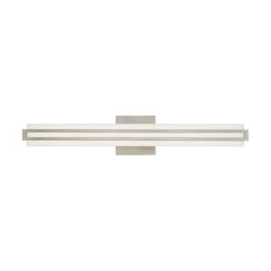 Allen 23.5 in. 1-Light Brushed Nickel LED ADA Vanity Light with Satin White Acrylic Shade
