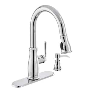 Kagan Single-Handle Pull-Down Sprayer Kitchen Faucet with Soap Dispenser in Chrome
