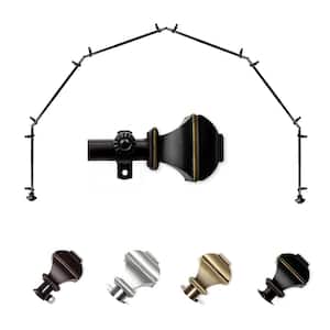 13/16" Dia Adjustable 6-Sided Bay Window Curtain Rod 28 to 48" (each side) with Julianne Finials in Black