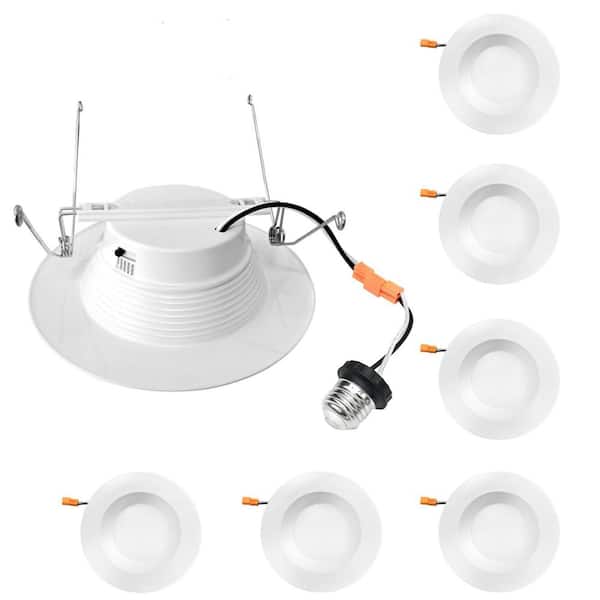 6 in. Adjustable 5CCT Retrofit Recessed Lighting, Dimmable E26 Screw in Fixtures, TP24 Connector (6-Pack)