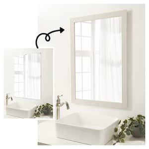 Mirror Makeover Rustic Plank White Narrow 25.25 in. W x 37.25 in. H Bathroom Mirror Frame Border Kit-Fits a 24x36 mirror