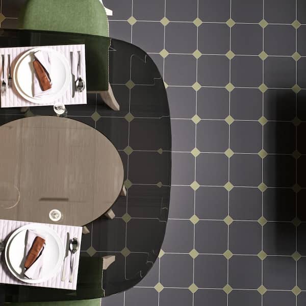 Vaudeville Octagon Antracita with Taco Oliva 8 in. x 8 in. Porcelain Floor and Wall Tile (11.25 sq. ft. /Case)