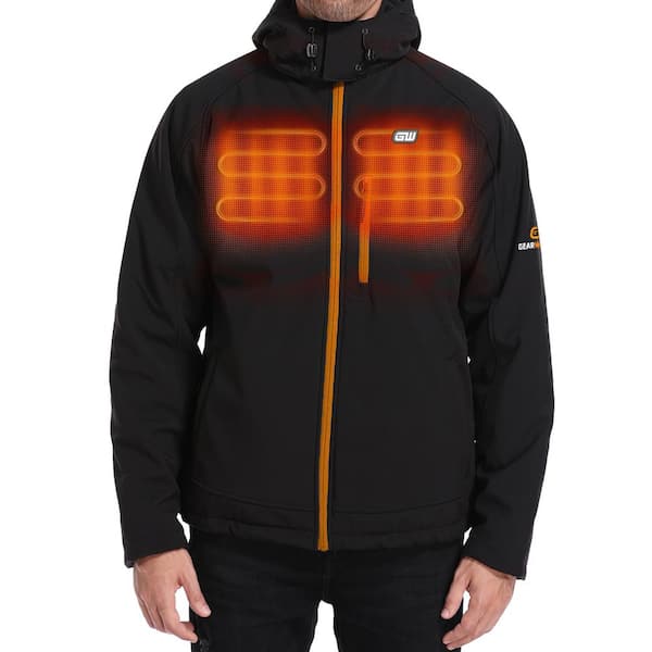 Gearwrench Men S Medium 7 4 Volt Black Lithium Ion Full Zip Heated Jacket With Detachable Hood And One 5 2 Ah Battery Pack Gmjo 01a Bk04 The Home Depot