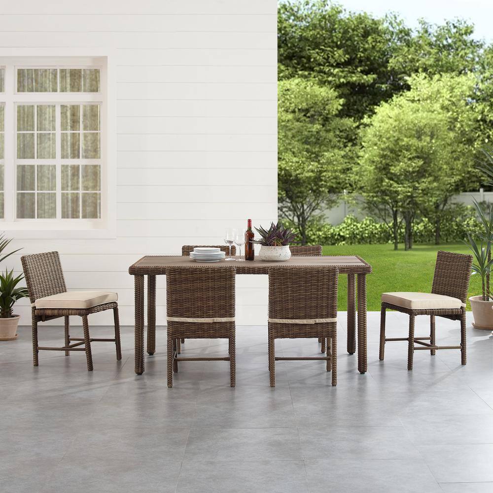 Bradenton 7-Piece Sand Wicker Outdoor Dining Set with Cushions
