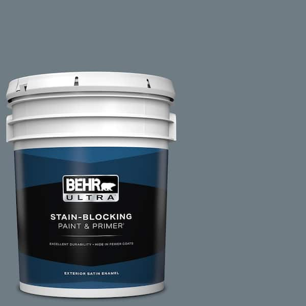 BEHR ULTRA 5 gal. #N490-5 Charcoal Blue Satin Enamel Exterior Paint & Primer