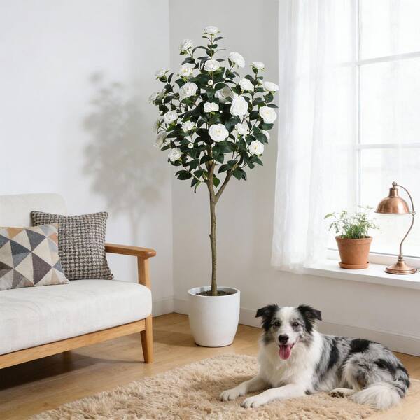 Gravee 5 ft. Artificial Topiary Tree in Planter, Lifelike Foliage