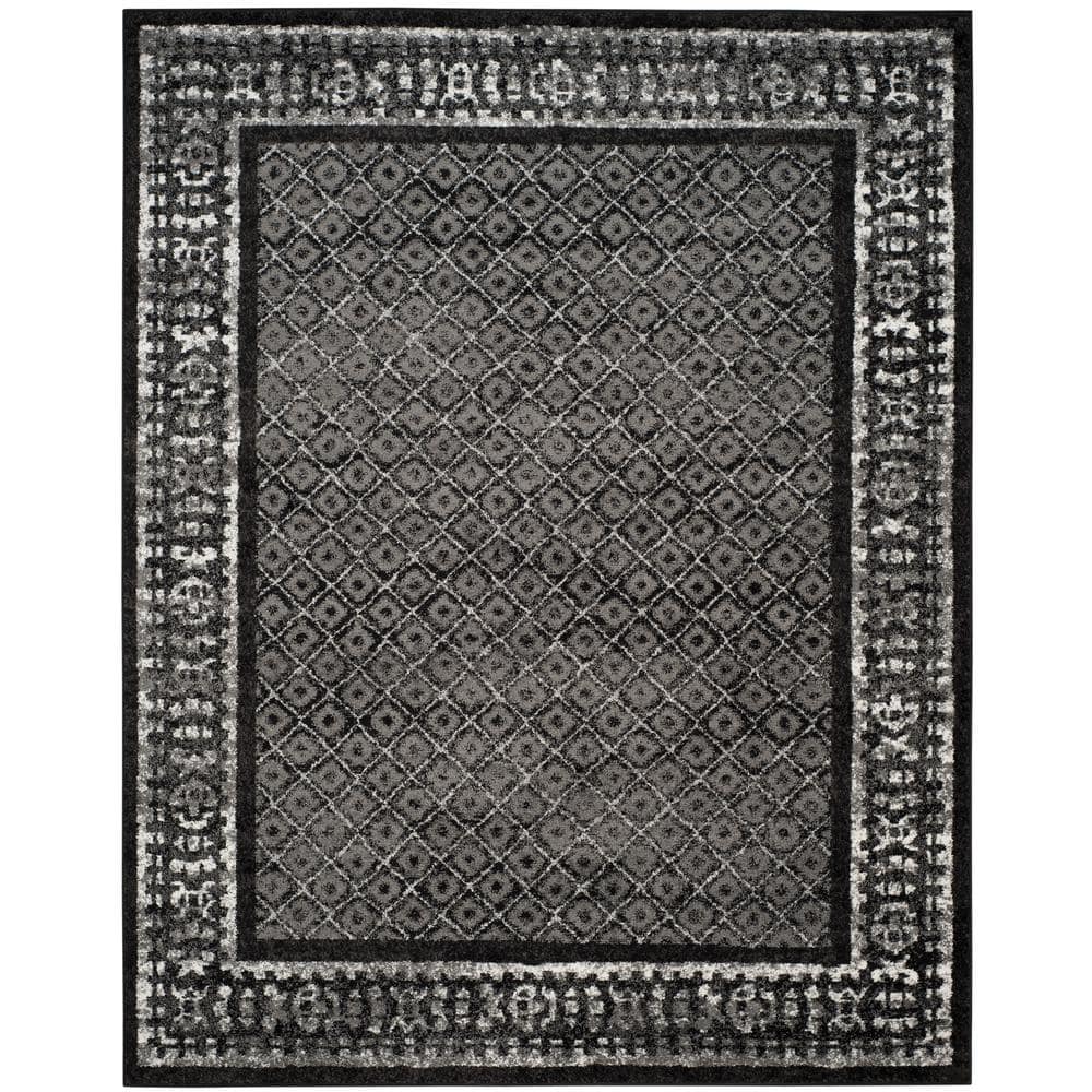 Elegant Adirondack Black/Silver Synthetic 9' x 12' Area Rug