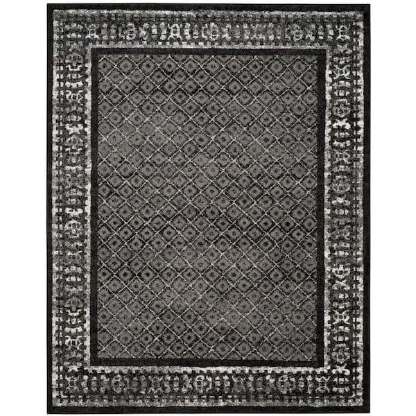 SAFAVIEH Adirondack Black/Silver 9 ft. x 12 ft. Border Geometric Area Rug