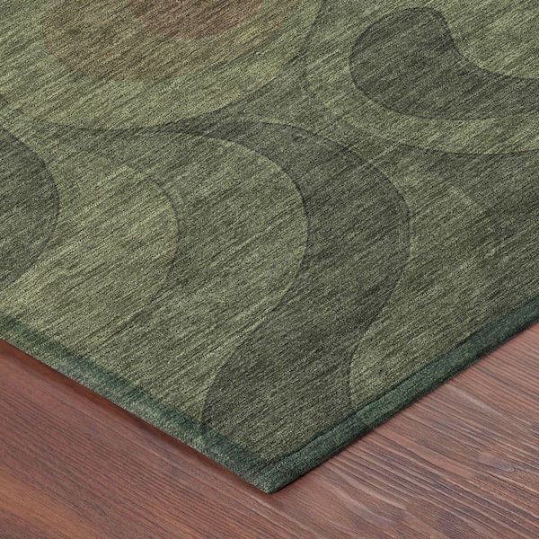 Chantille Machine Washable Indoor/Outdoor Abstract ACN2468 Olive 10 ft. x 14 ft. Area Rug