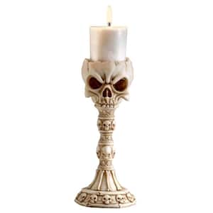 Skullduggery Skull and Bones Polyresin Sculptural Candlestick Candle Holder