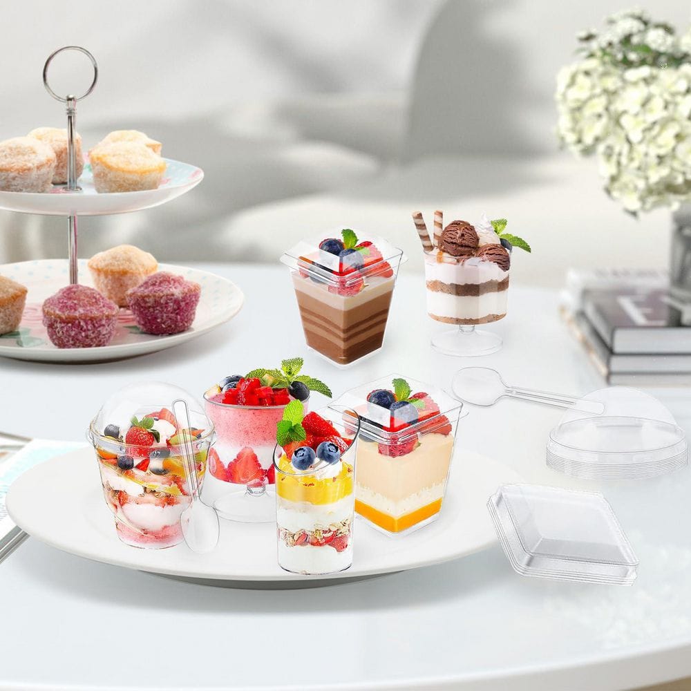 Numhew 380 Piece Disposable Food Grade Plastic Dessert Cup Set