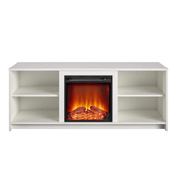 Ameriwood Home Cabrillo 59.69 in. Freestanding Electric Fireplace TV Stand for TVs up to 65 in. in White