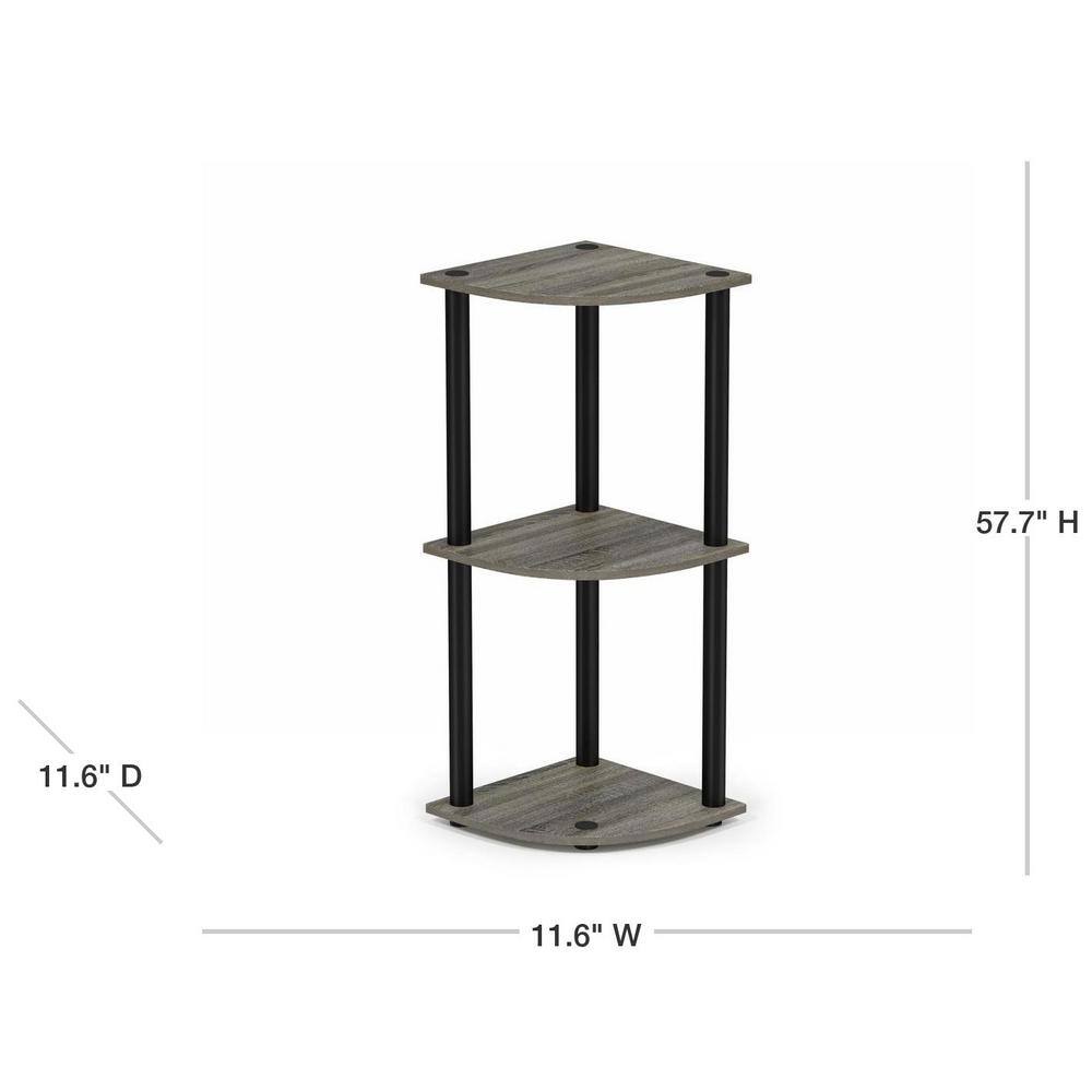 Sleek Corner Display Rack with 3-Tier Black Wood-Style Shelves