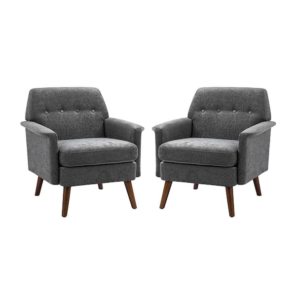 JAYDEN CREATION Menthe Charcoal armchair with Button-tufted set of 2