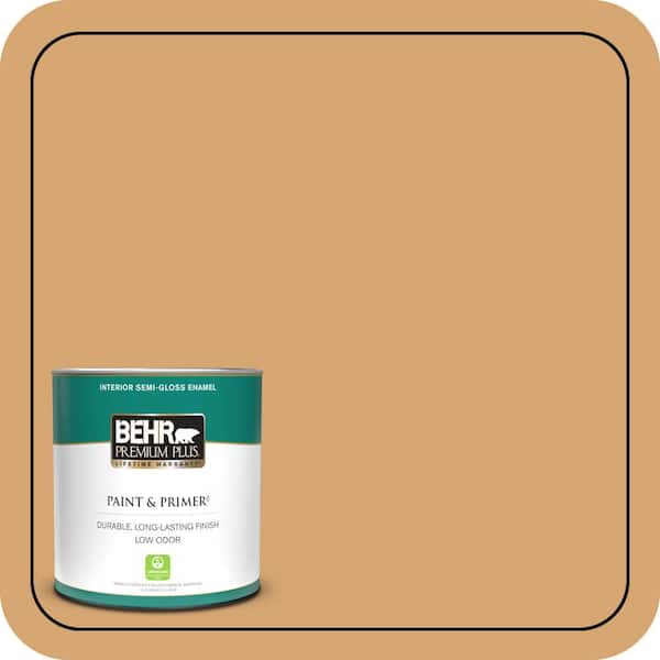 BEHR PREMIUM PLUS 1 qt. #M250-4 Cake Spice Semi-Gloss Enamel Low Odor Interior Paint & Primer