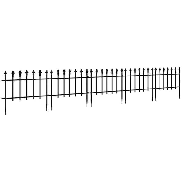 Sudzendf 17.25 in. H Black Metal Decorative Garden Fence, 5 Pack Steel Fence Panels, Decorative Border Fence