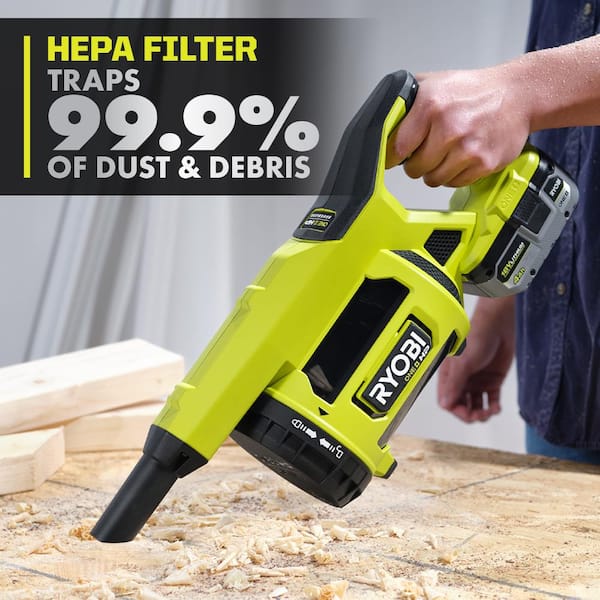 RYOBI ONE+ HP 18V 6.0 Ah Lithium-Ion HIGH PERFORMANCE Battery and Charger Kit with ONE+ HP 18V Brushless Jobsite Hand Vacuum