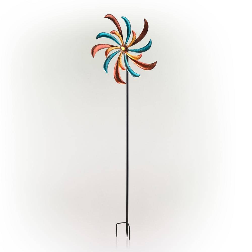 63" Multicolor Metal Windmill Garden Stake Spinner