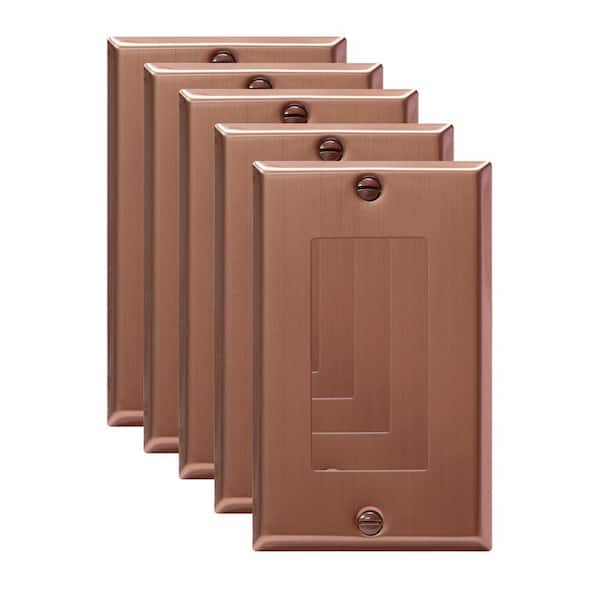 1-Gang Brushed Rose Gold Decorator/Rocker Outlet Metal Wall Plate, 5-Pack