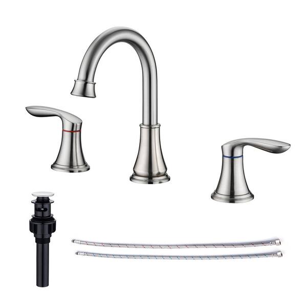 RAINLEX 8 in. Widespread Double Handle Bathroom Faucet with Drain