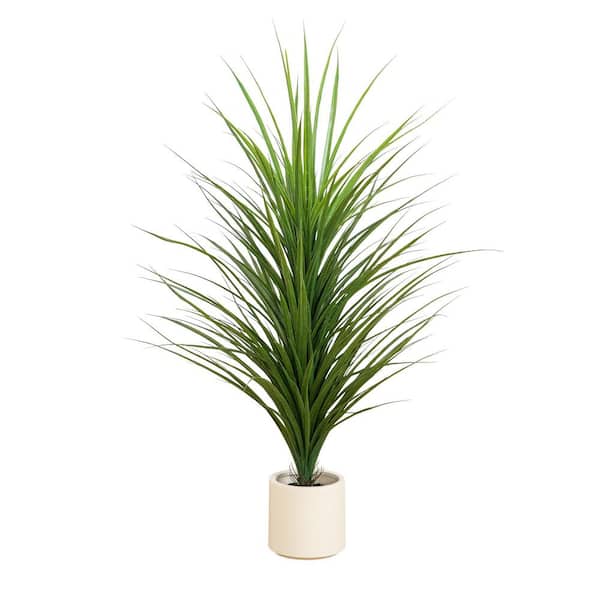4 ft. UV Resistant Artificial Grass Plant in White Decorative Planter (Indoor/Outdoor)