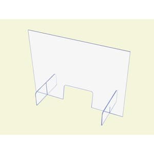 Sneeze Guard 72 in. x 36 in. x 0.25 in. Clear Acrylic Protection Shield Freestanding with Stand and Pass Through Window