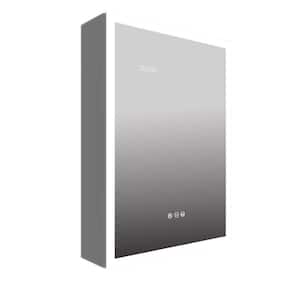 20 in. W x 28 in. H Large Rectangular Silver Anti-Fog Surface Mount Medicine Cabinet with Mirror and Dimmable Lights