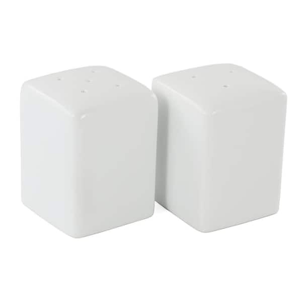 Our Table Simply White Porcelain 2.25 in. Square Salt and Pepper Shakers