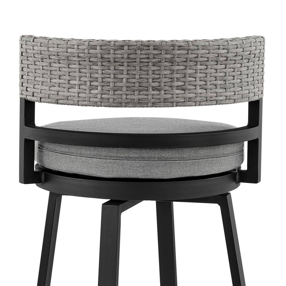 Encinitas 30" Gray and Black Outdoor Swivel Bar Stool