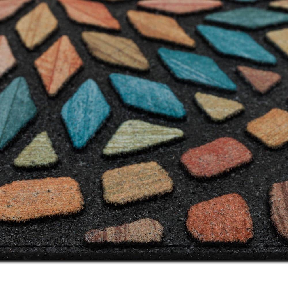 Multicolor Stained Glass Pattern Outdoor Door Mat