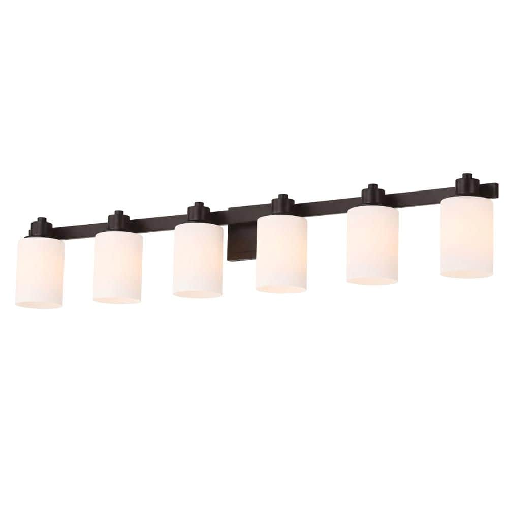 50 in. 6-Light Oil Rubbed Bronze Bathroom Vanity Light Fixture with Frosted Glass Shades price history on PriceWatchPro