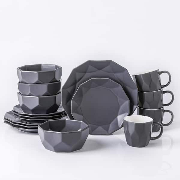 STONE LAIN Stone Lain Jamie 16-Piece Dinnerware Set Porcelain, Service For 4, Grey