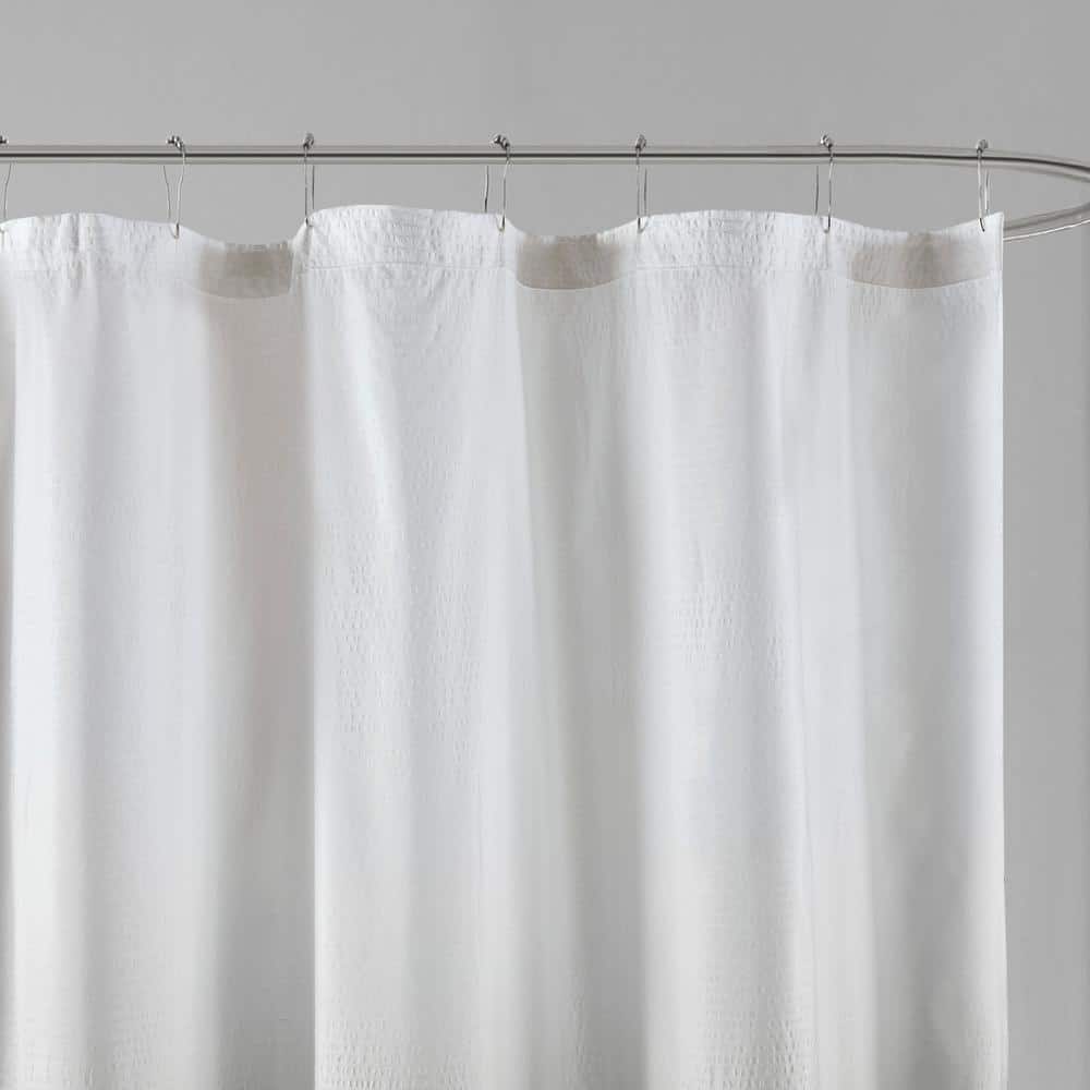 Gray Ombre Seersucker Fabric Shower Curtain