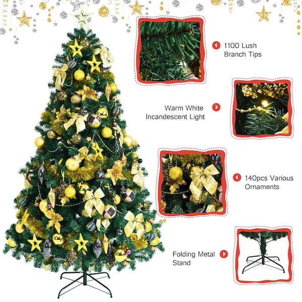 Costway 5 ft. Pre-Lit Hinged Artificial Christmas Tree Snow Flocked with 9  Modes Remote Control Lights CM23510US - The Home Depot