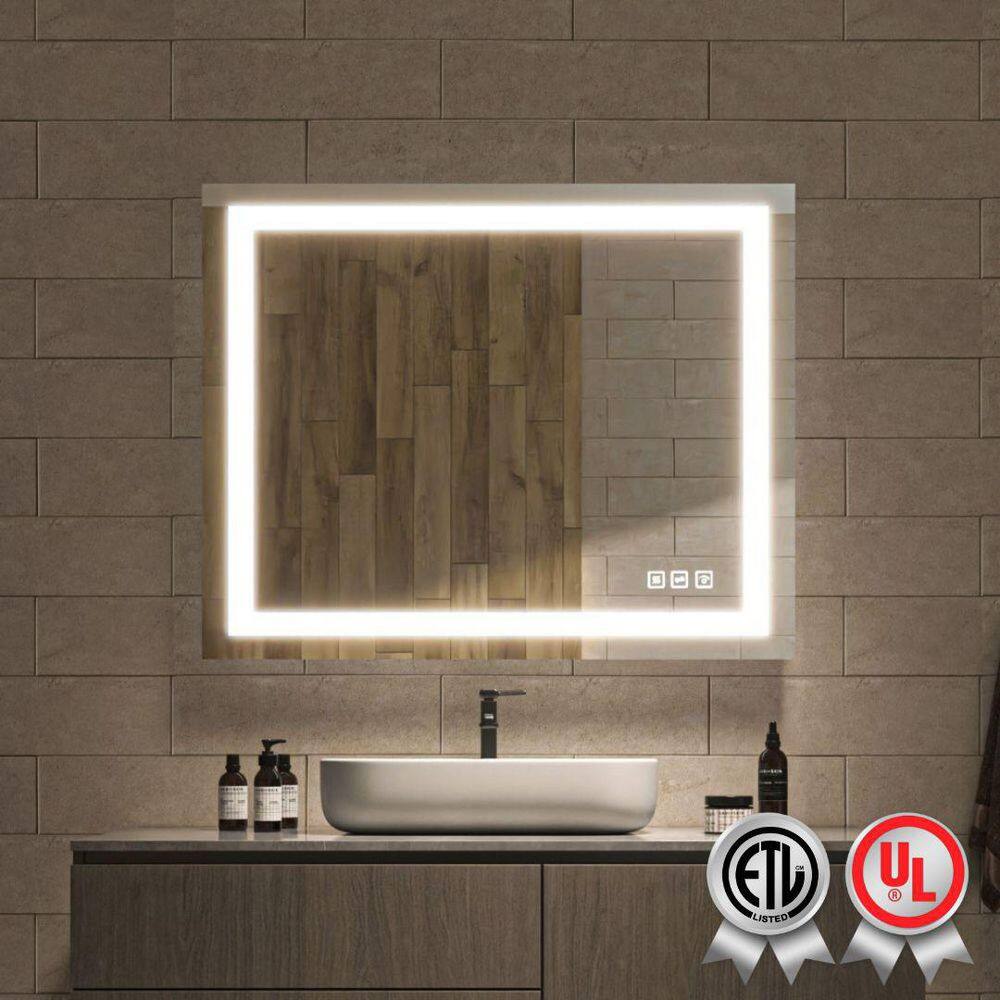 Super Bright 40 in. W x 32 in. H Rectangular Frameless Anti-Fog LED Wall Bathroom Vanity Mirror with Front Light price history on PriceWatchPro
