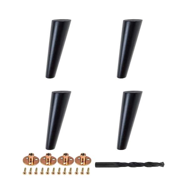 American Pro Decor 8 in. x 2-1/2 in. Mid-Century Espresso Hardwood Round Taper Leg (4-Pack)