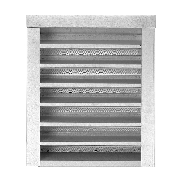 Gibraltar Building Products 14 in. x 18 in. Rectangular Silver Galvanized Steel Built-in Screen Gable Louver Vent